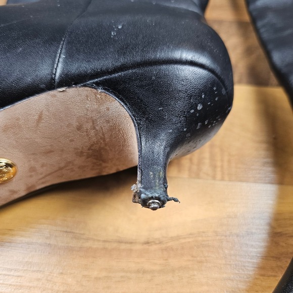 Veronica Beard Lisa Knee High Leather Boots Kitten Heel Black 10M Wide Calf - Picture 5 of 9